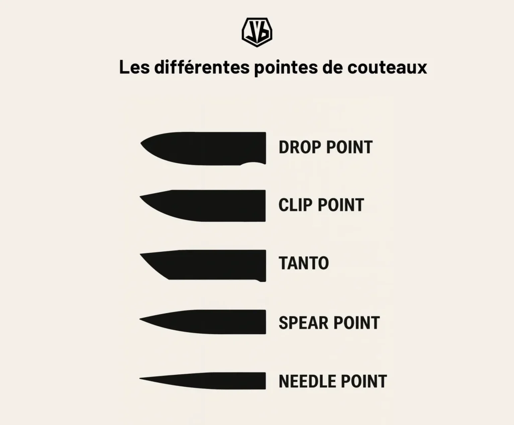 Schéma des différentes pointes de couteaux