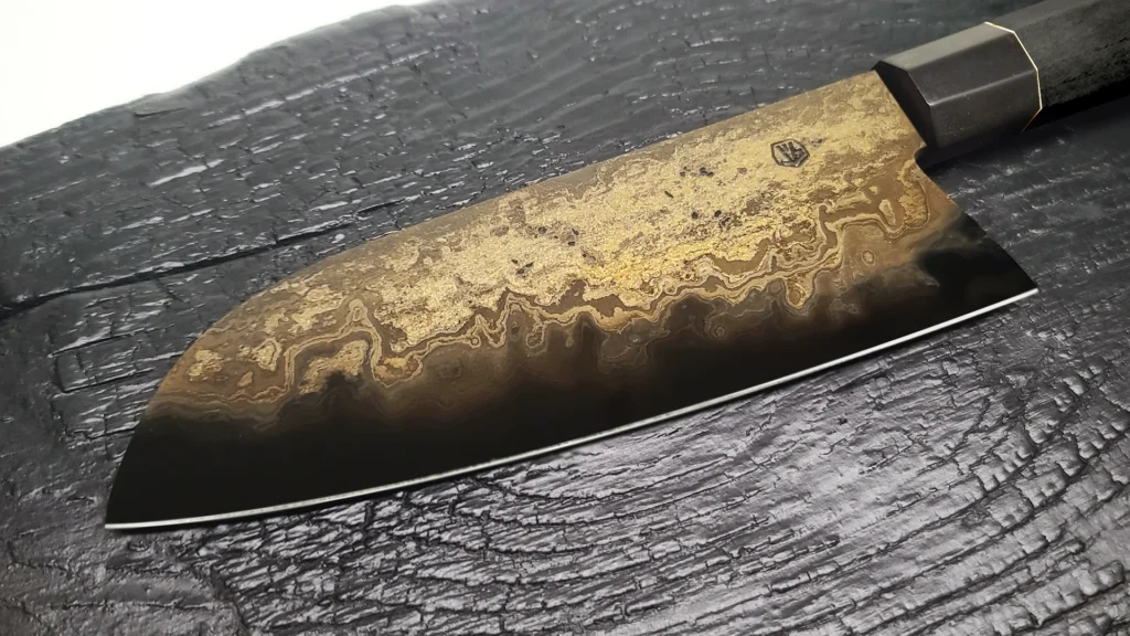couteau artisanal différent damas fer puddle