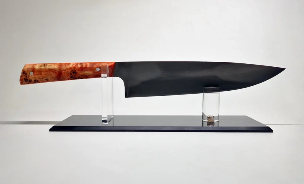 couteau chef artisanal loupe peuplier stabilisée