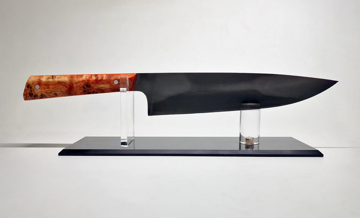 couteau chef artisanal loupe peuplier stabilisée