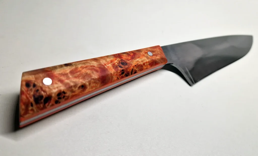 couteau chef artisanal loupe peuplier stabilisée