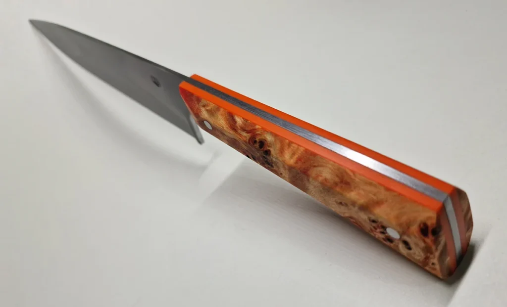 couteau chef artisanal loupe peuplier stabilisée