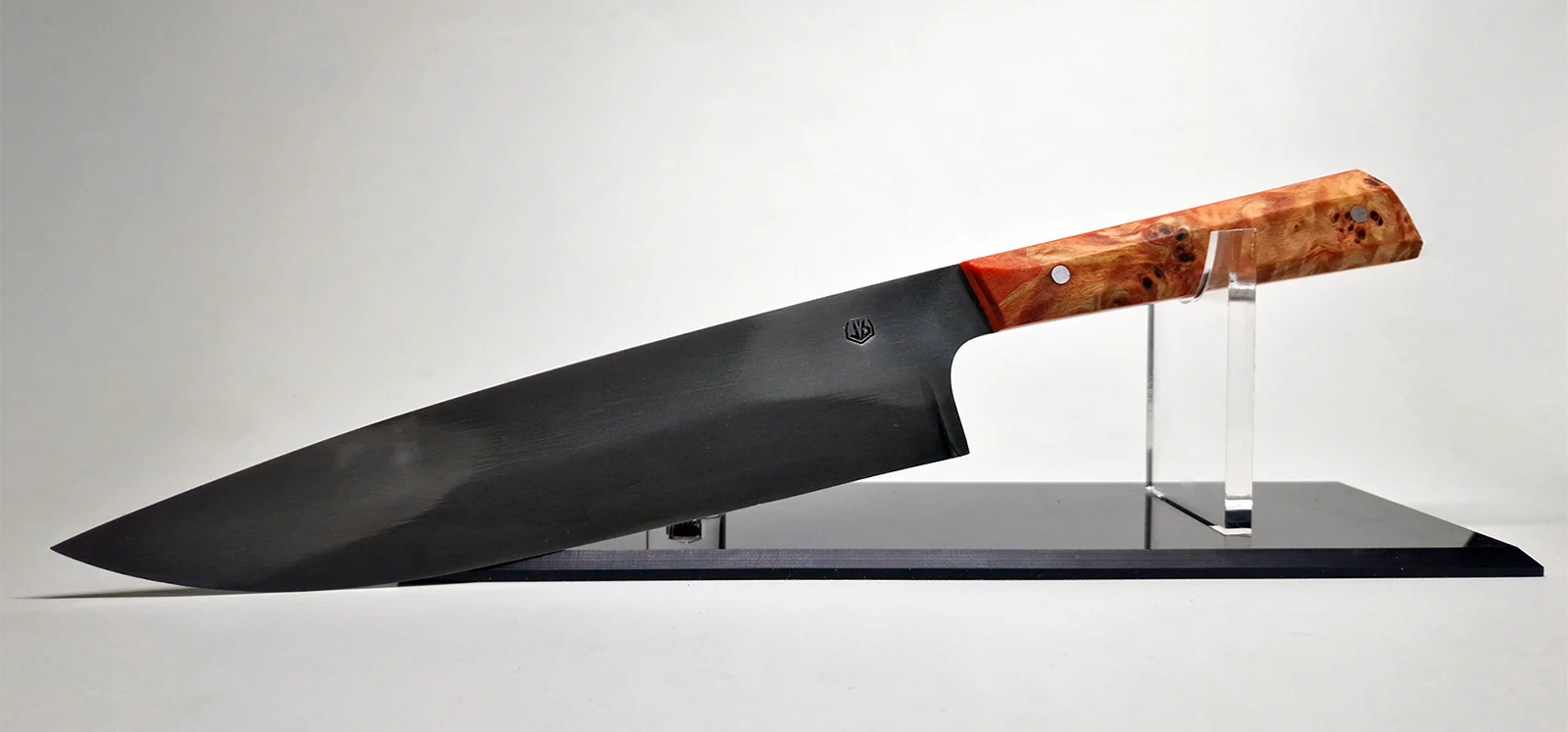 couteau chef artisanal loupe peuplier stabilisée