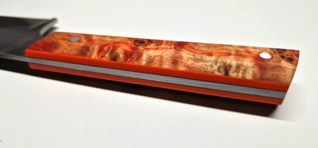 couteau chef artisanal loupe peuplier stabilisée