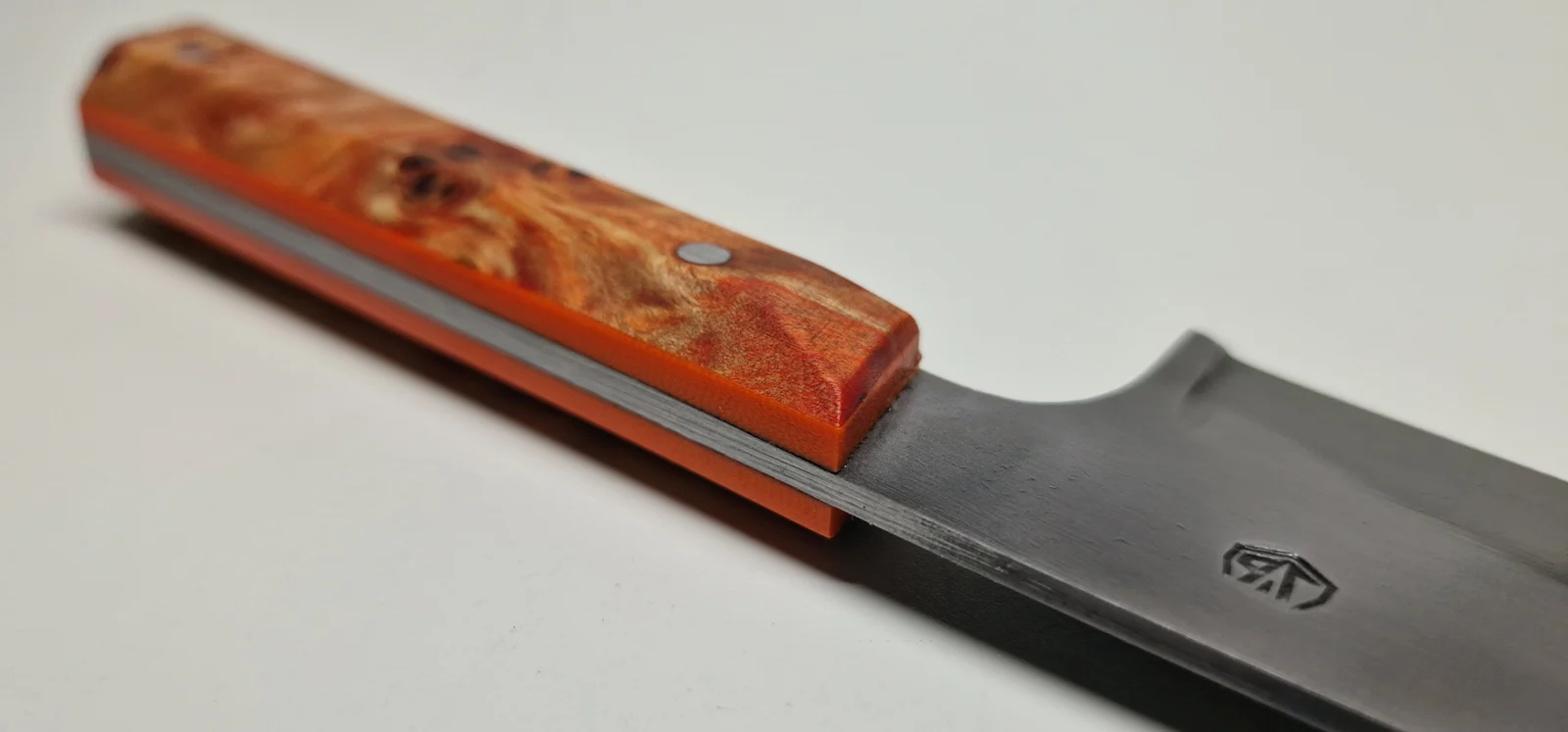 couteau chef artisanal loupe peuplier stabilisée