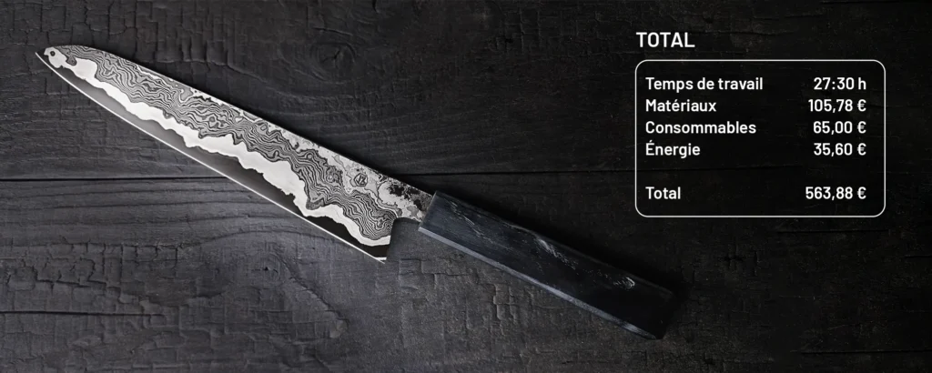 combien coute la fabrication d'un couteau damas