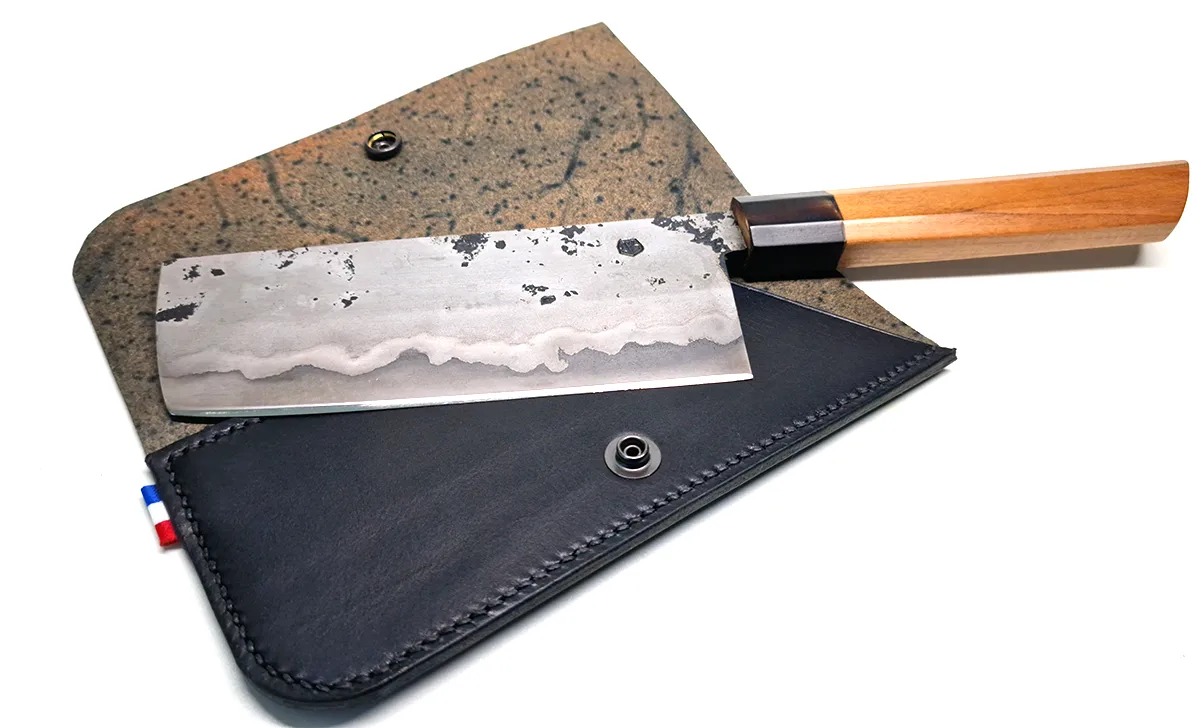 étuis en cuir pour couteau nakiri santoku, bunka